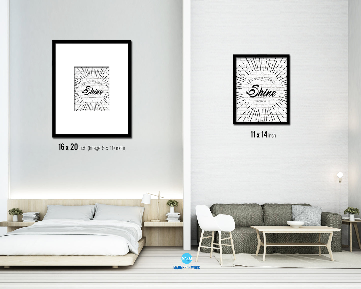 Let your light shine, Matthew 5:16 Quote Framed Print Home Decor Wall Art Gifts