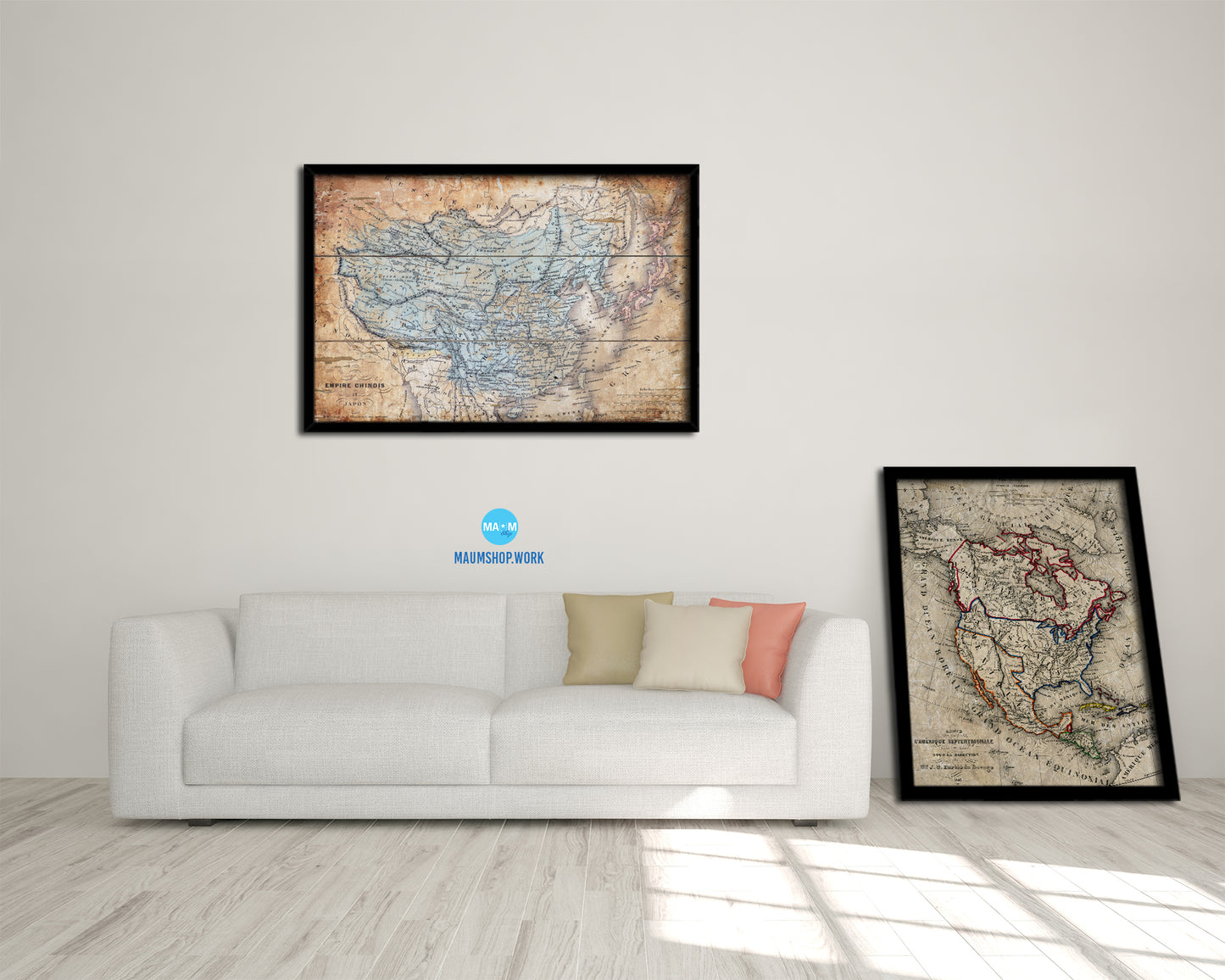 China Japan Korea Antique Map Framed Print Art Wall Decor Gifts