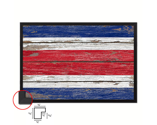 Costa Rica Country Wood Rustic National Flag Wood Framed Print Wall Art Decor Gifts