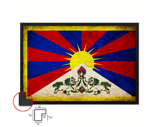 Tibet Country Vintage Flag Wood Framed Print Wall Art Decor Gifts