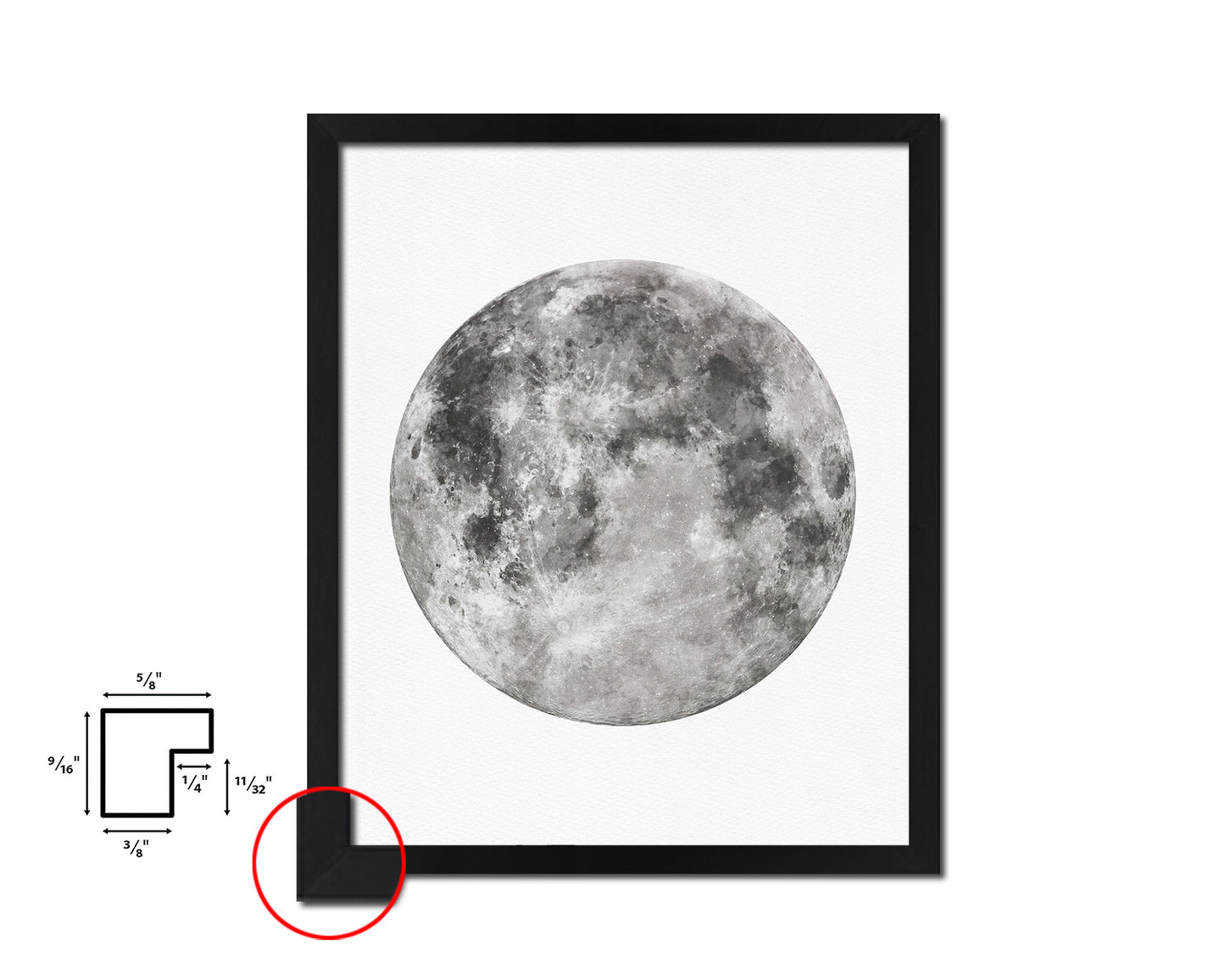 Moon Lunar Phases Watercolor  Nursery Framed Prints Home Decor Wall Art Gifts