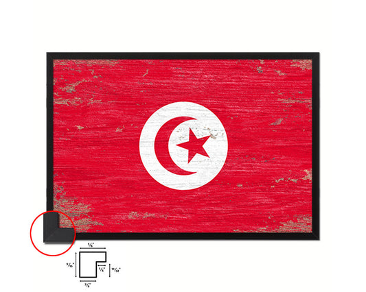 Tunisia Shabby Chic Country Flag Wood Framed Print Wall Art Decor Gifts