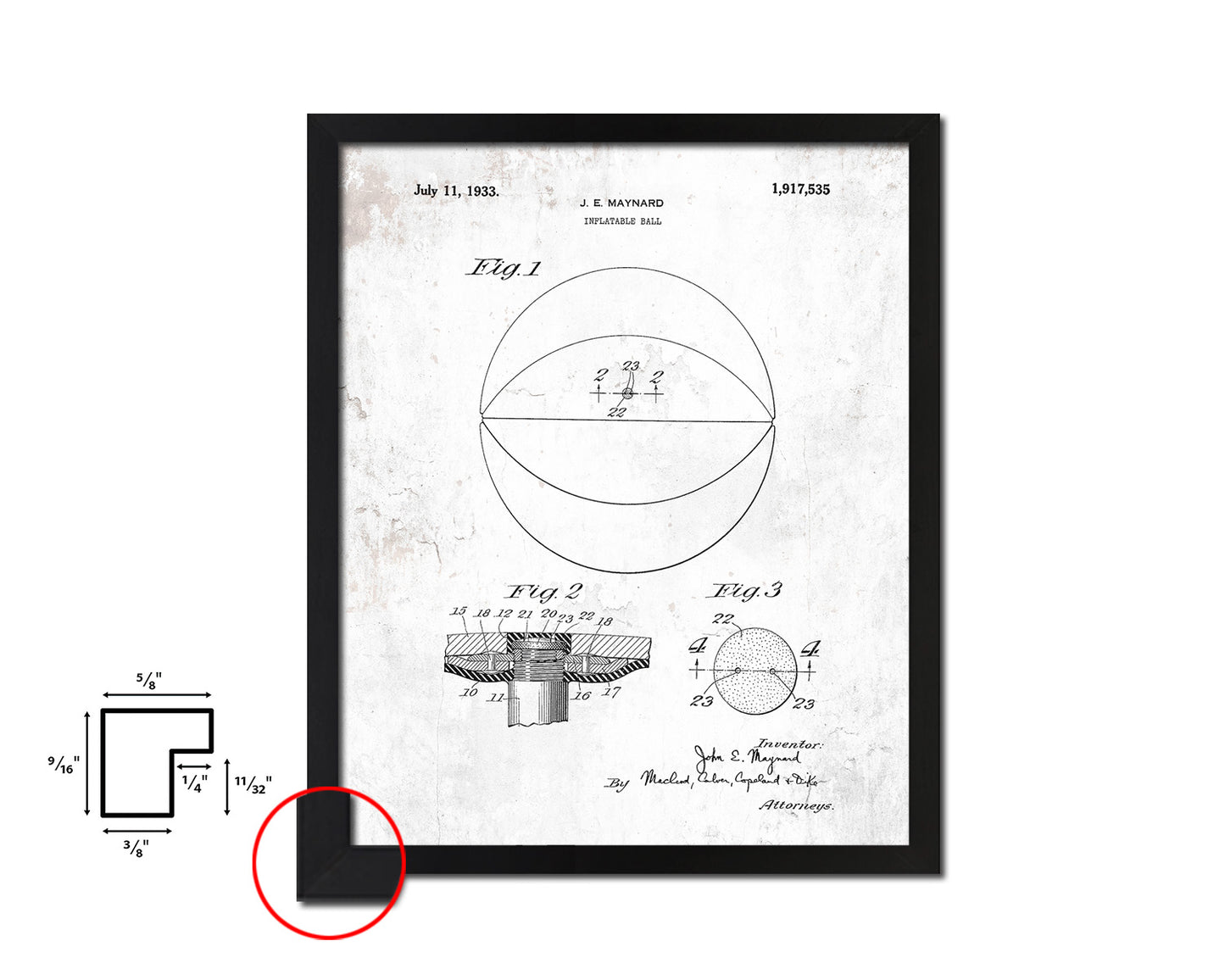 Basketball Inflatable Sports Vintage Patent Artwork Black Frame Print Gifts