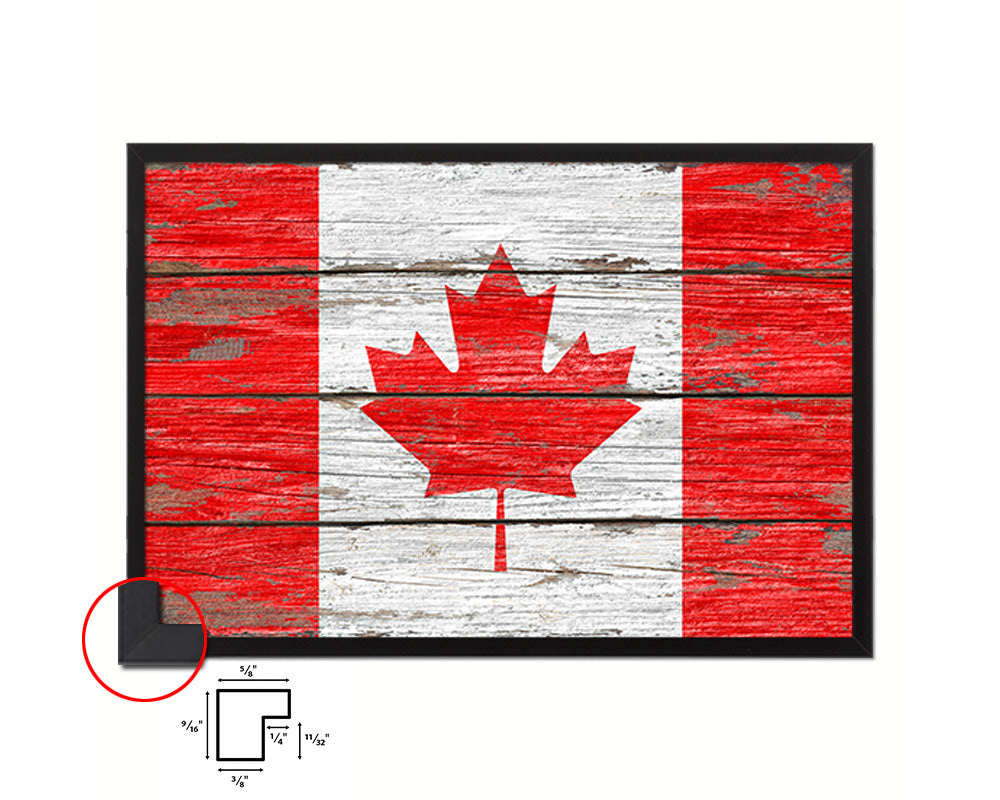 Canada Country Wood Rustic National Flag Wood Framed Print Wall Art Decor Gifts