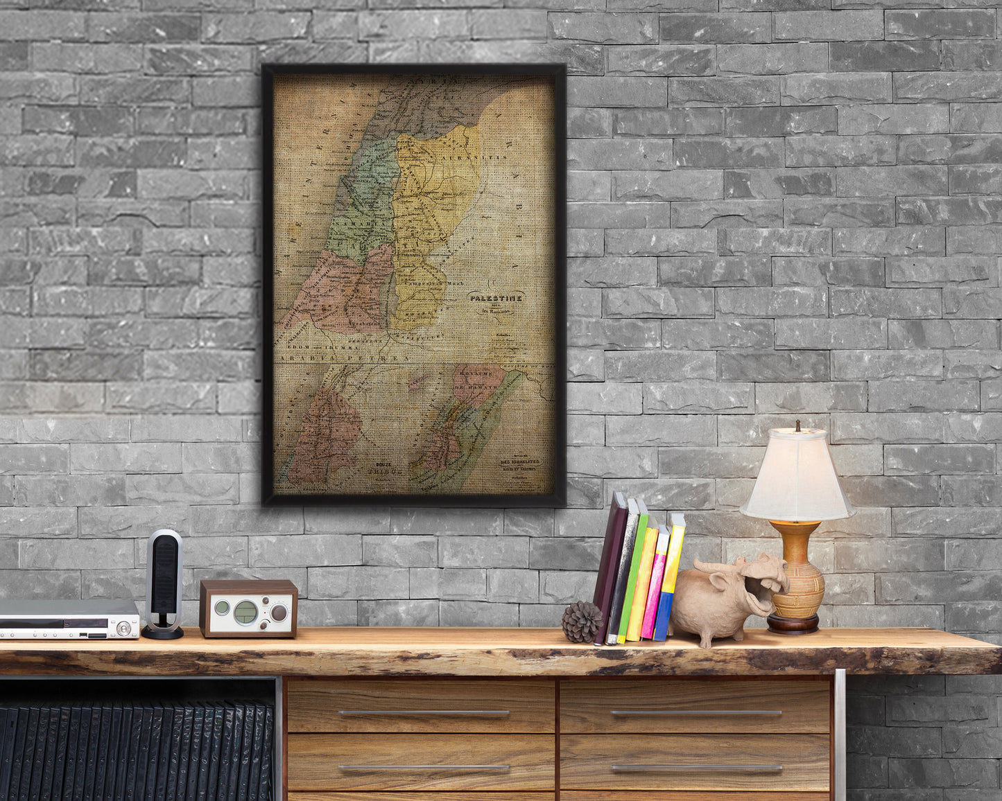 Holy Land Romans David Solomon Israel Palestine Vintage Map Wood Framed Print Art Wall Decor Gifts