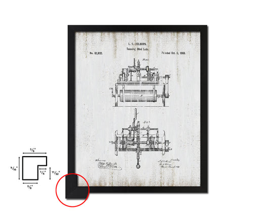 Tenoning Blind Slats Machine Vintage Patent Artwork Black Frame Print Gifts