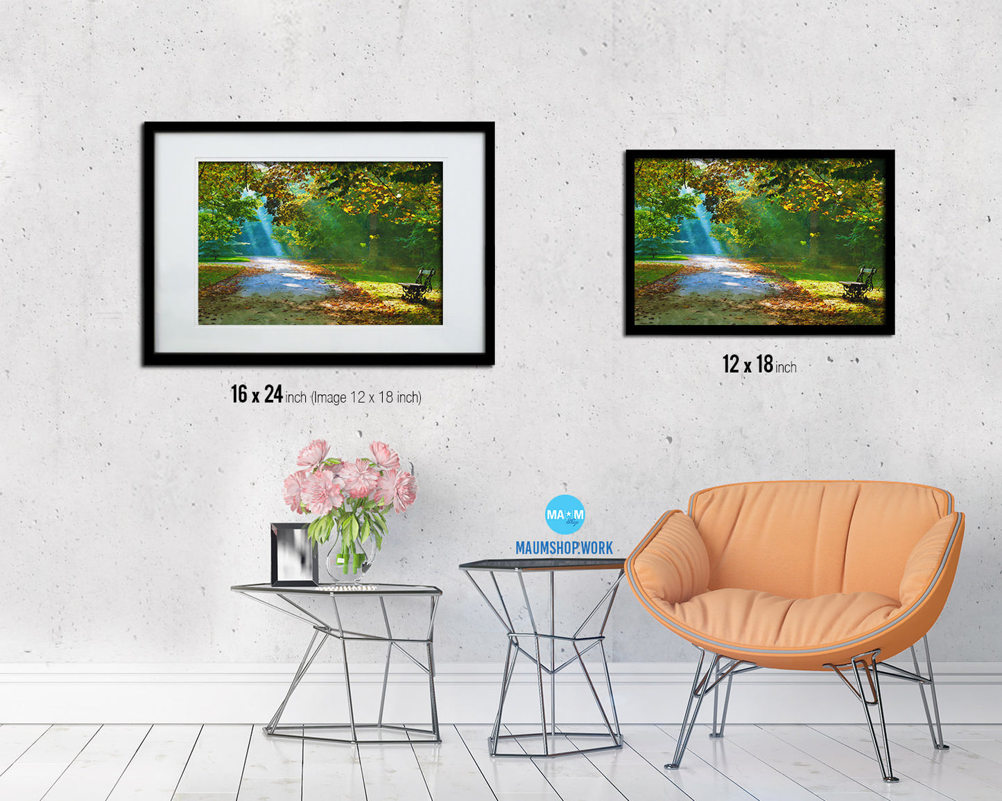 Autumn Park Path Sunlight Landscape Painting Print Art Frame Home Wall Decor Gifts