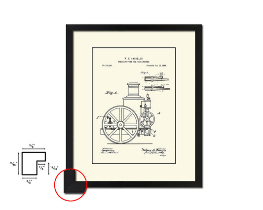 Speaking Tube Engines Firefighter Vintage Patent Artwork Black Frame Print Gifts