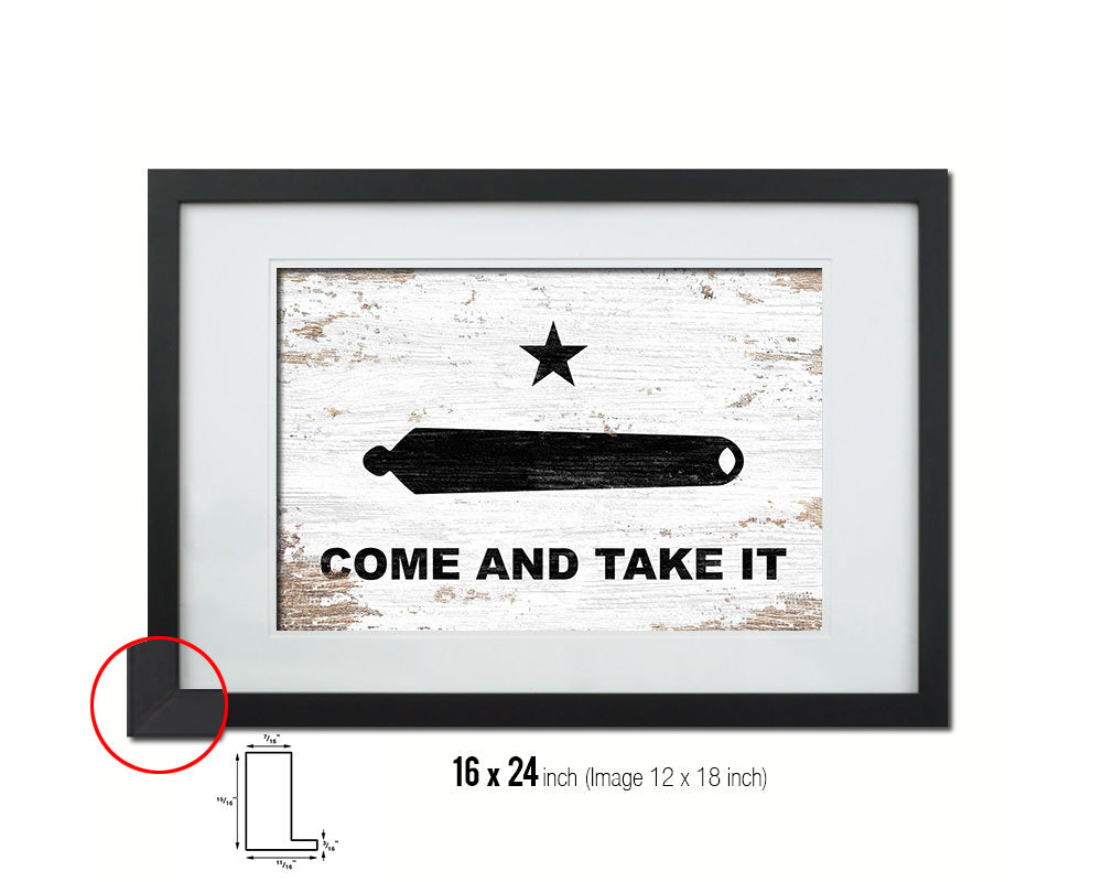 Come and take it Shabby Chic Military Flag Framed Print Decor Wall Art Gifts