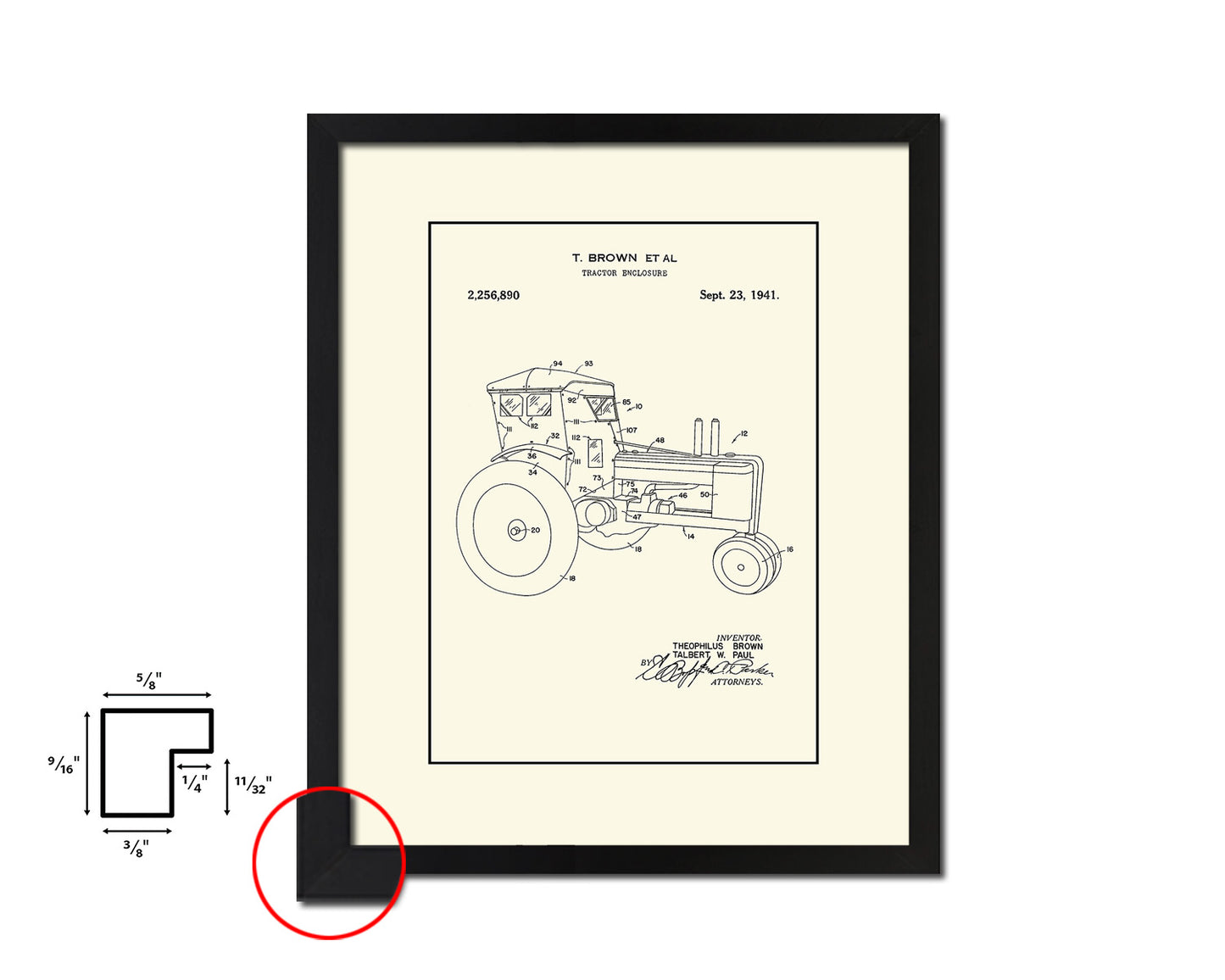 Tractor Enclosure Home Vintage Patent Artwork Black Frame Print Wall Art Decor Gifts