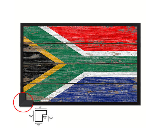 South Africa Country Wood Rustic National Flag Wood Framed Print Wall Art Decor Gifts