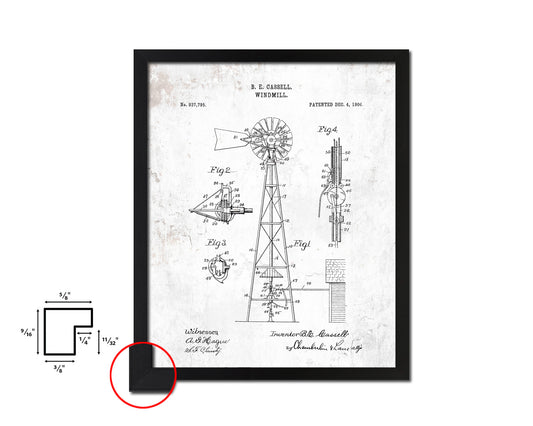 Windmill Farming Vintage Patent Artwork Black Frame Print Gifts