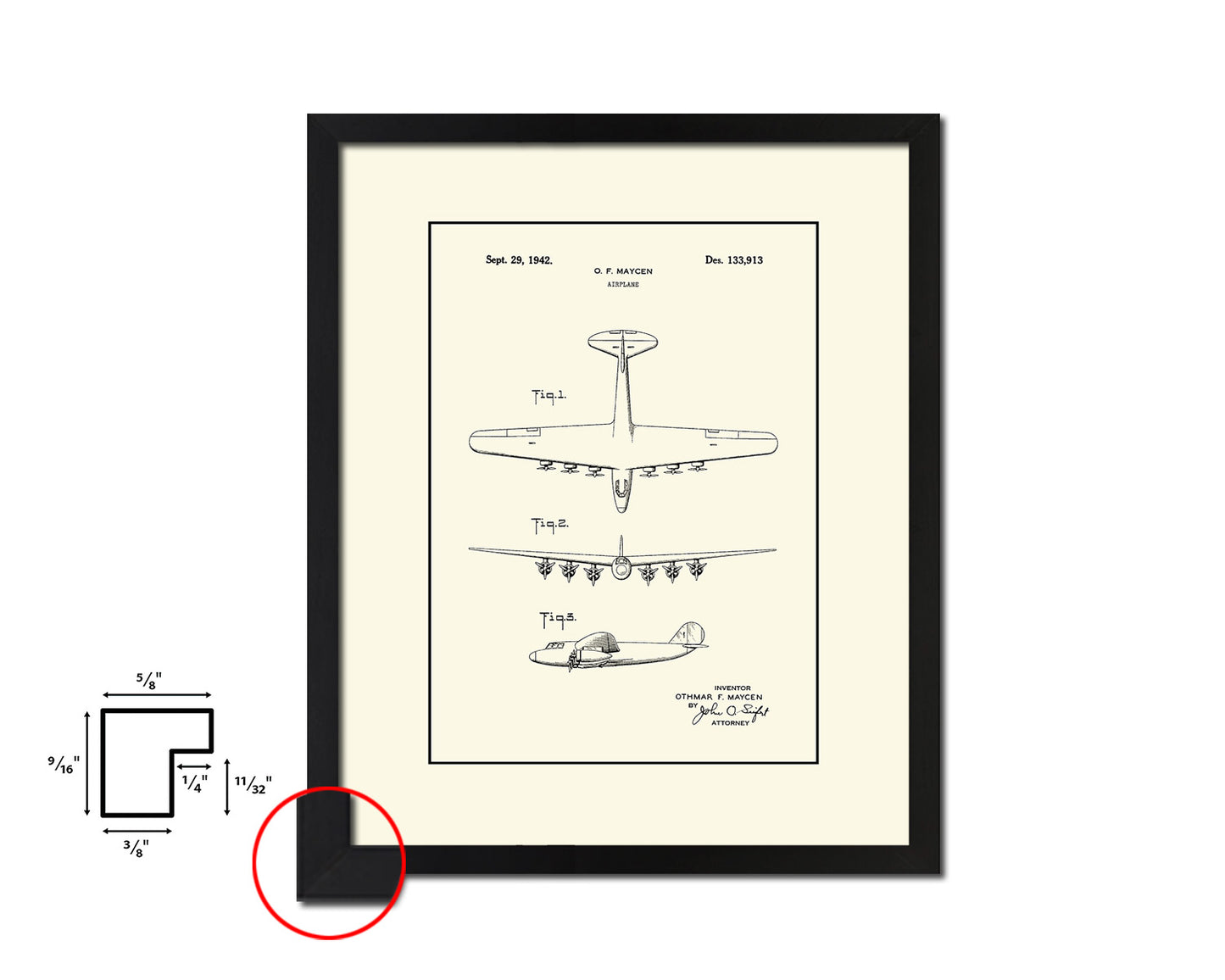 Airport Airplane Vintage Patent Artwork Black Frame Print Wall Art Decor Gifts