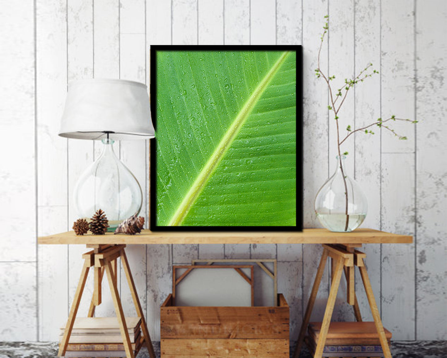 Banana Tropical Leaf Framed Print Sign Decor Wall Art Gifts