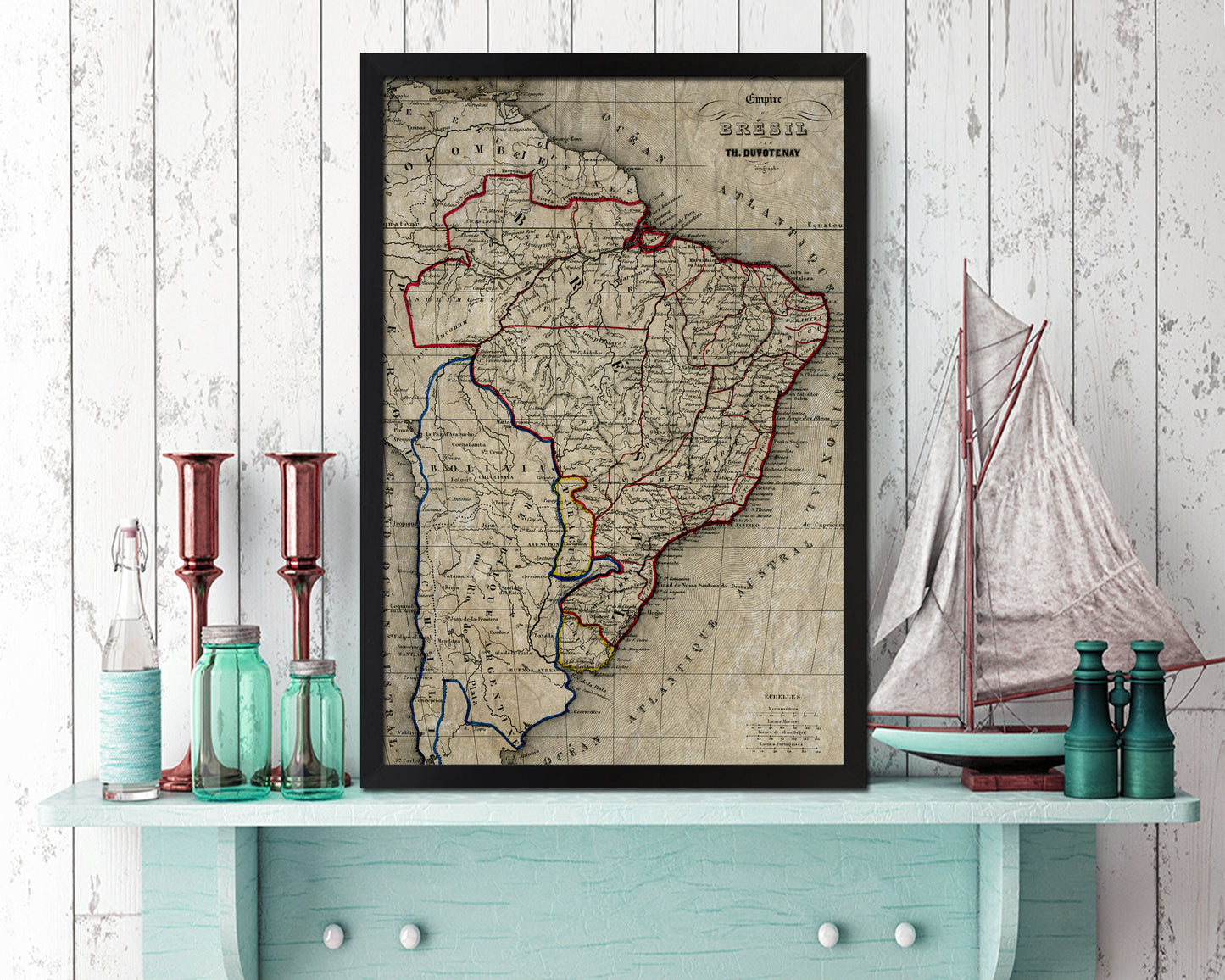 Brazil Historical Map Wood Framed Print Art Wall Decor Gifts