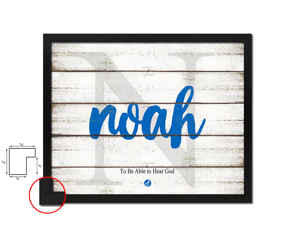 Noah Personalized Biblical Name Plate Art Framed Print Kids Baby Room Wall Decor Gifts