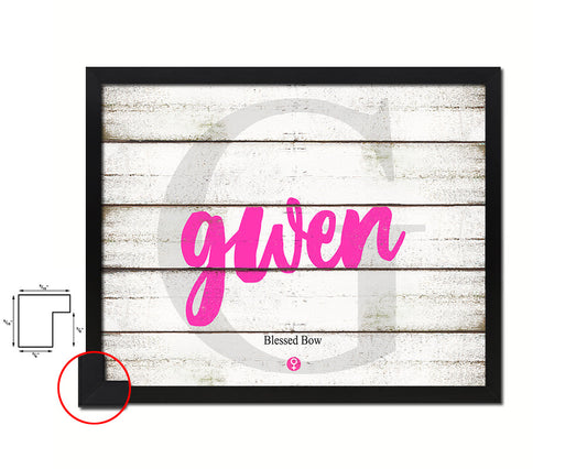 Gwen Personalized Biblical Name Plate Art Framed Print Kids Baby Room Wall Decor Gifts