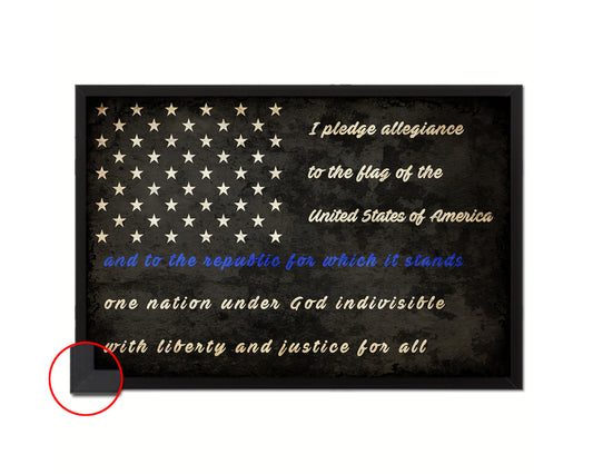 Thin Blue Line Honoring Law Enforcement American, Pledge Allegiance Colonial Primitive Sign Vintage Military Flag Art