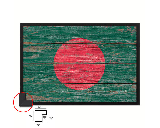 Bangladesh Country Wood Rustic National Flag Wood Framed Print Wall Art Decor Gifts