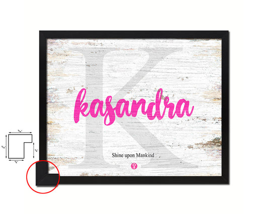 Kasandra Personalized Biblical Name Plate Art Framed Print Kids Baby Room Wall Decor Gifts