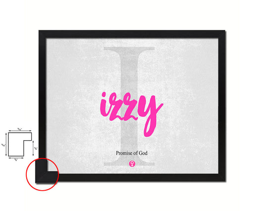 Izzy Personalized Biblical Name Plate Art Framed Print Kids Baby Room Wall Decor Gifts