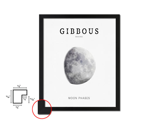 Waxing Gibbous Lunar Phases Moon Watercolor Nursery Framed Prints Home Decor Wall Art Gifts