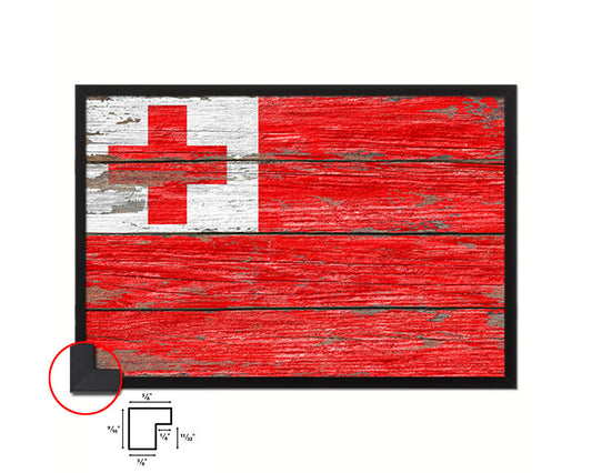 Tonga Country Wood Rustic National Flag Wood Framed Print Wall Art Decor Gifts