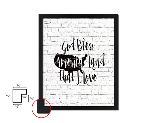 God bless America land that I love Quote Framed Print Home Decor Wall Art Gifts