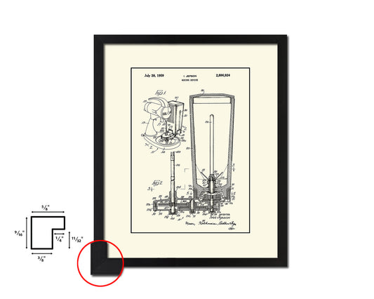 Mixing device Kitchen Vintage Patent Artwork Black Frame Print Wall Art Decor Gifts