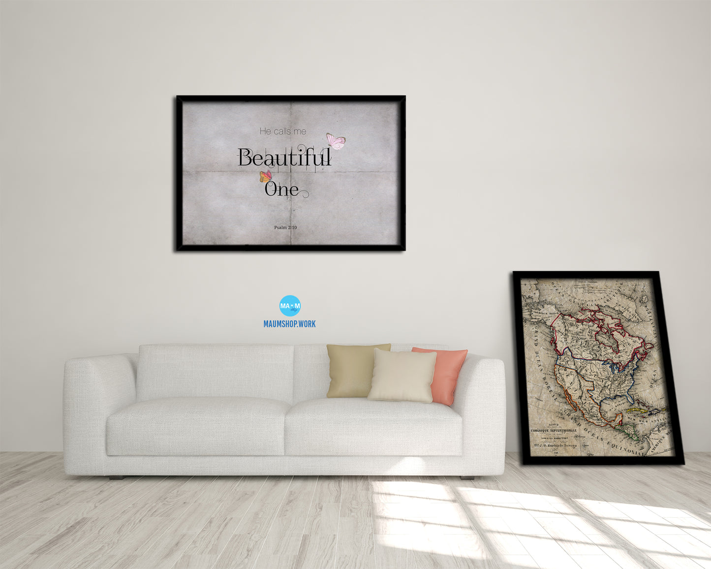 He calls me beautiful one, Psalm 2:10 Bible Verse Scripture Framed Print Wall Decor Art Gifts