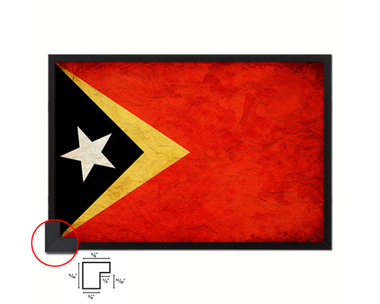 East Timor Country Vintage Flag Wood Framed Print Wall Art Decor Gifts