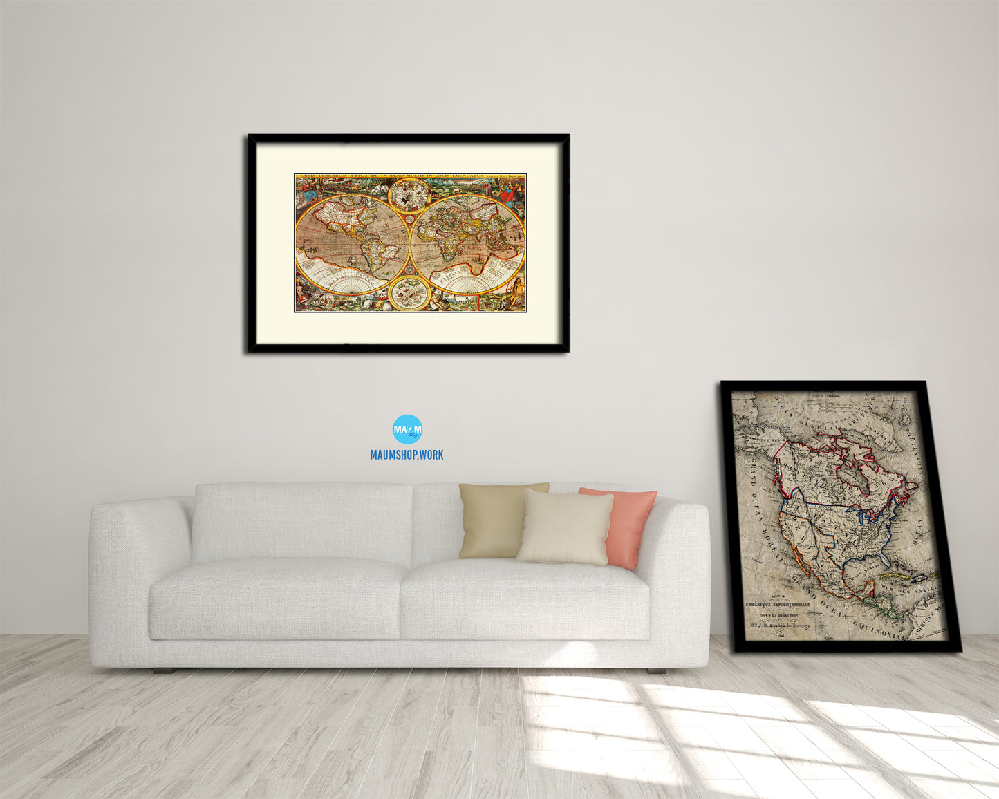 World Old Map Framed Print Art Wall Decor Gifts