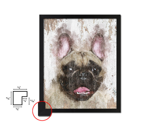 French Bulldog Dog Puppy Portrait Framed Print Pet Watercolor Wall Decor Art Gifts