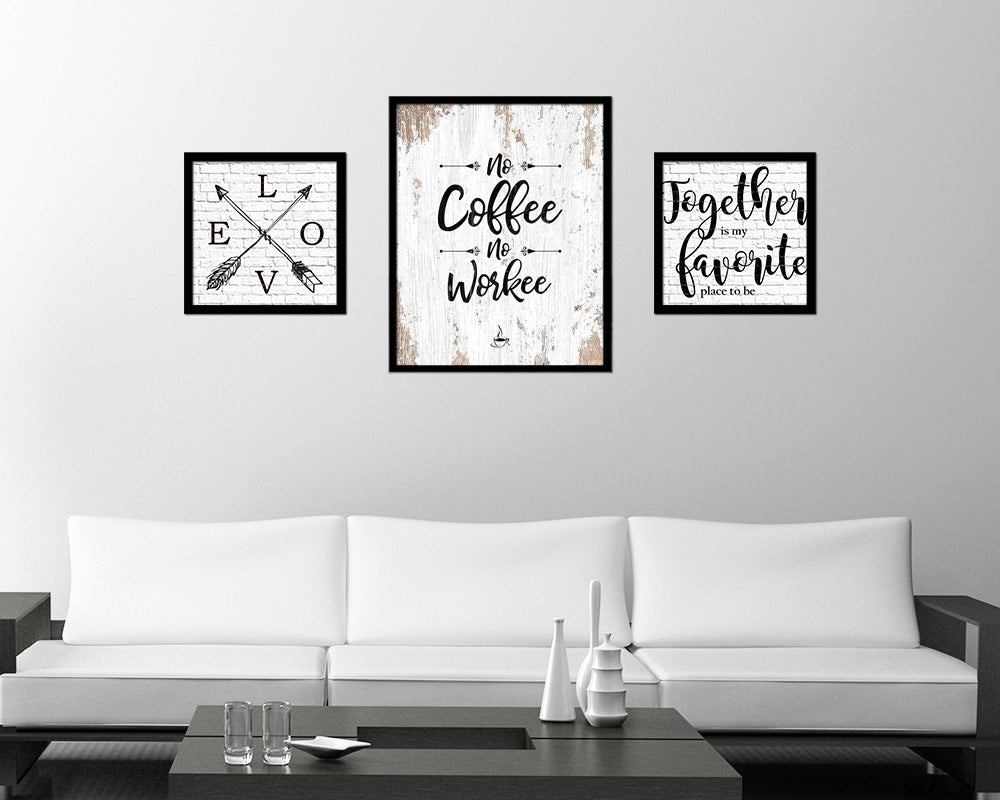 No coffee no workee Quote Framed Artwork Print Wall Decor Art Gifts