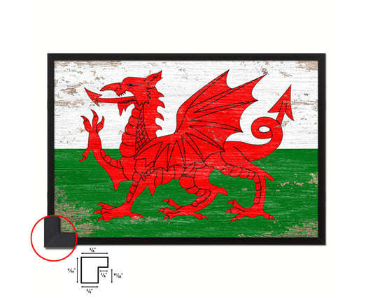 Wales Shabby Chic Country Flag Wood Framed Print Wall Art Decor Gifts