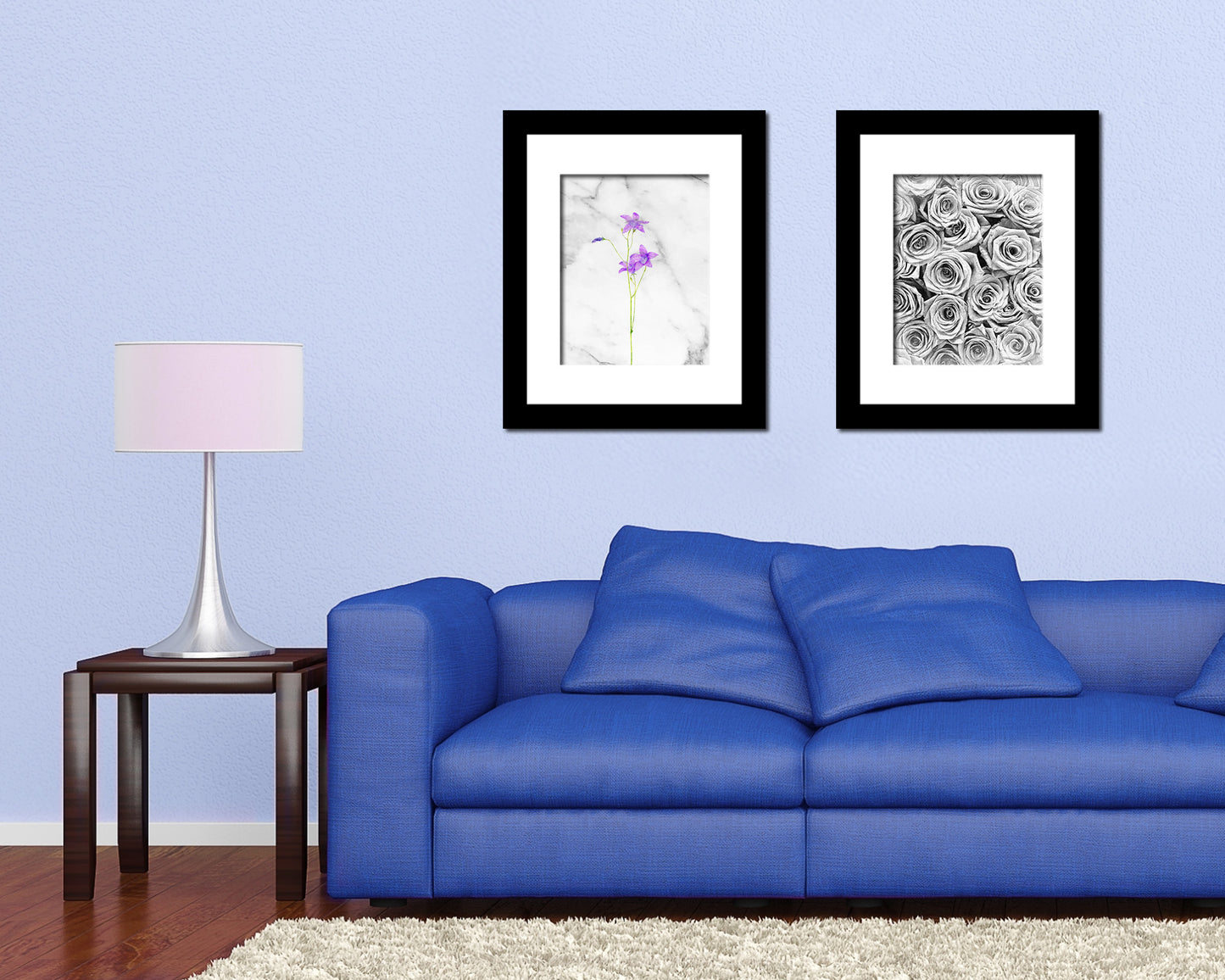 Campanula Marble Texture Plants Art Wood Framed Print Wall Decor Gifts