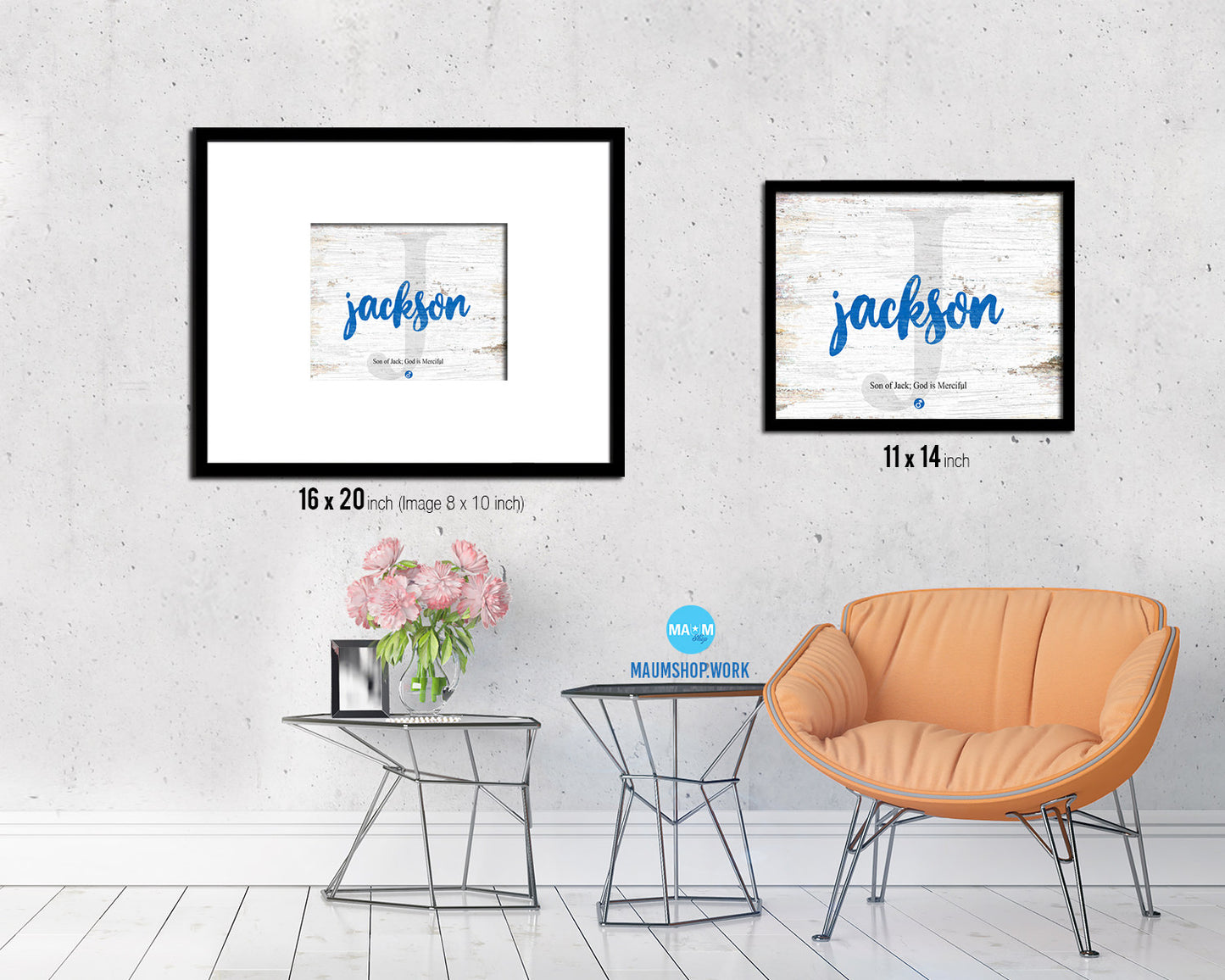 Jackson Personalized Biblical Name Plate Art Framed Print Kids Baby Room Wall Decor Gifts