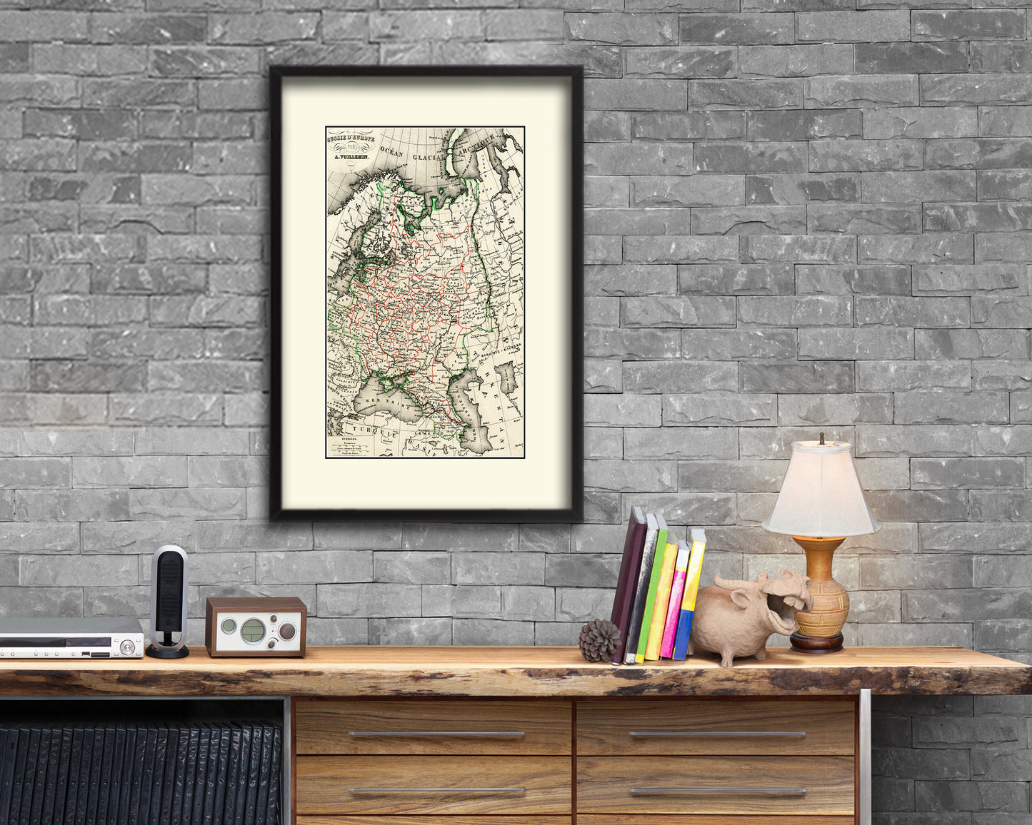 Russia Old Map Wood Framed Print Art Wall Decor Gifts