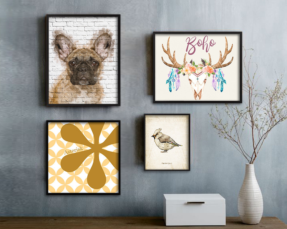 French Bulldog Dog Puppy Portrait Framed Print Pet Watercolor Wall Decor Art Gifts