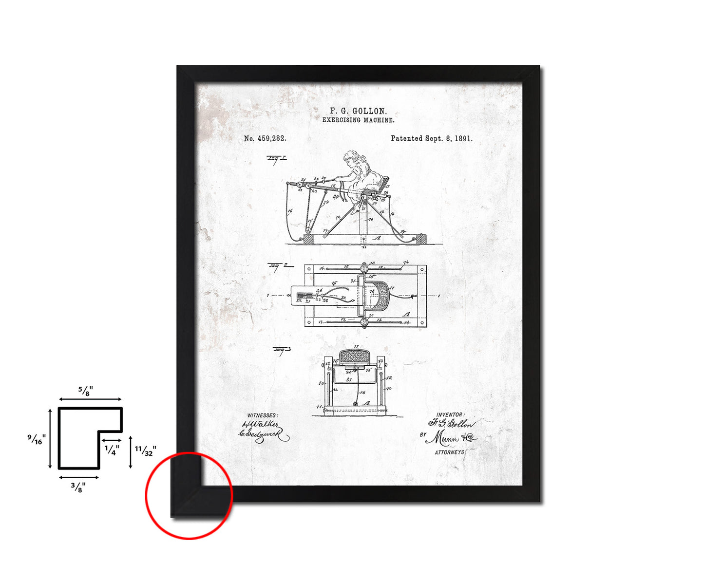 Exercise Machine Sports Vintage Patent Artwork Black Frame Print Gifts