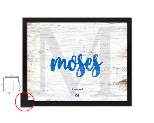 Moses Personalized Biblical Name Plate Art Framed Print Kids Baby Room Wall Decor Gifts