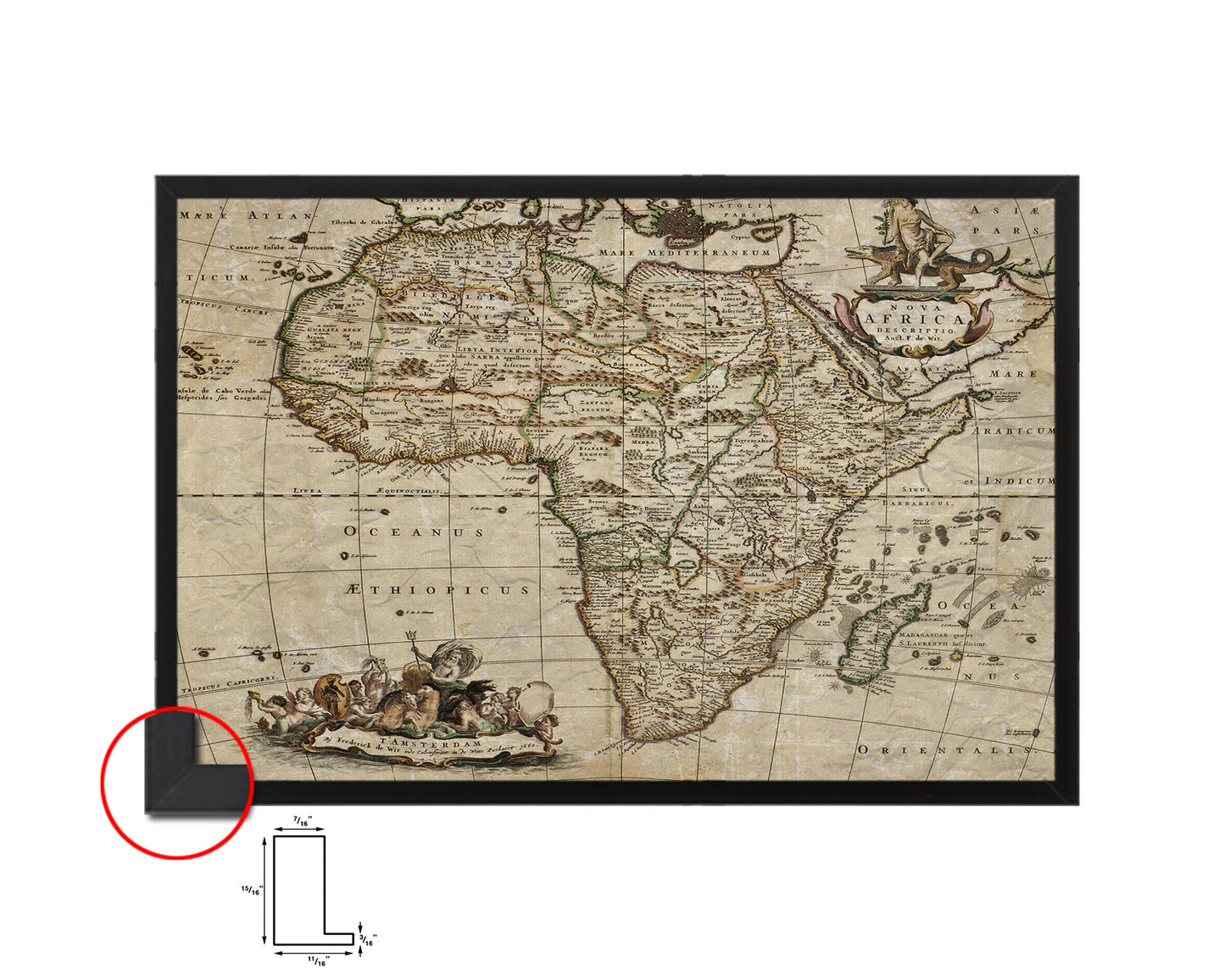 Africa Willem Blaeu Amsterdam 1635 Historical Map Framed Print Art Wall Decor Gifts