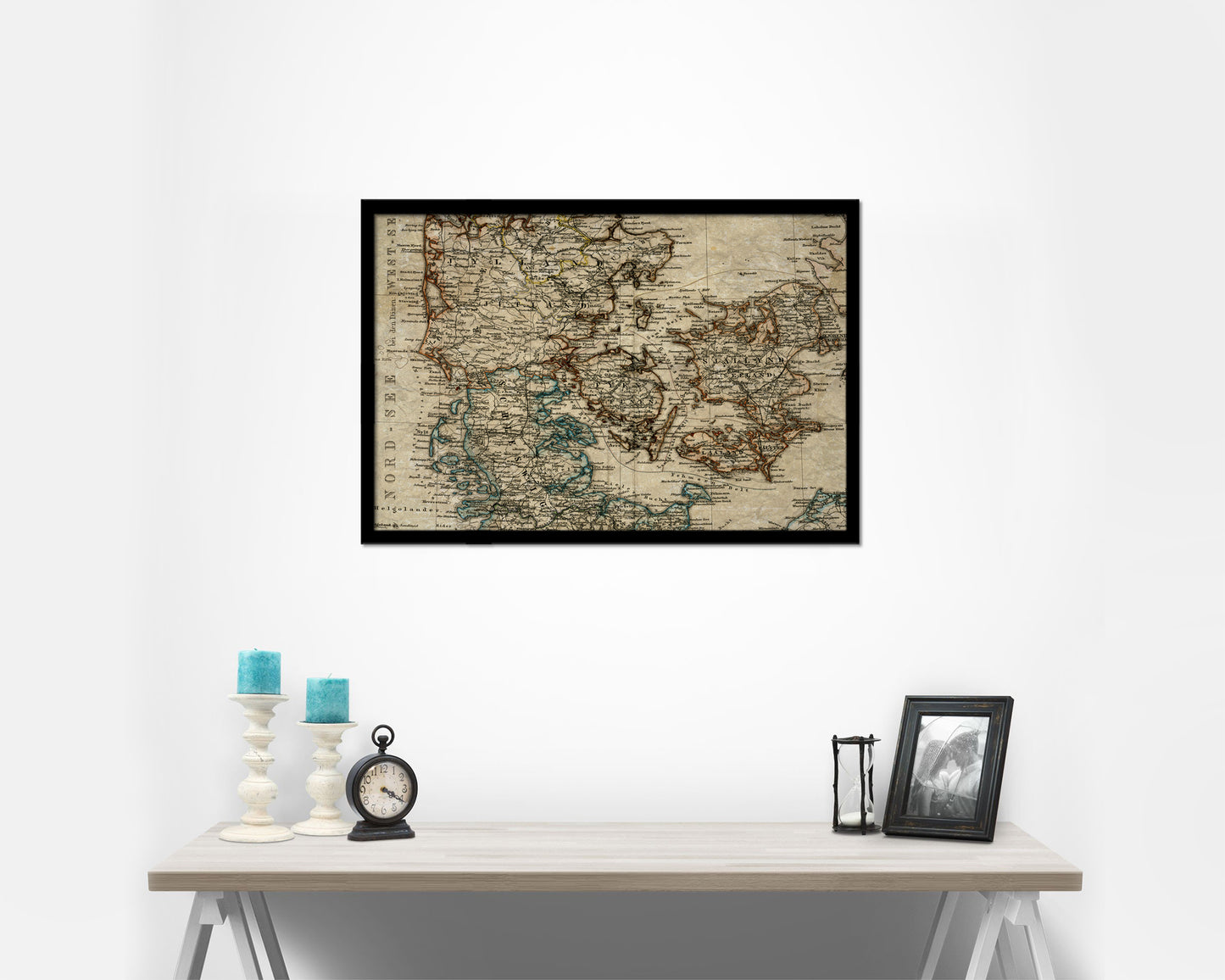 Denmark Historical Map Framed Print Art Wall Decor Gifts