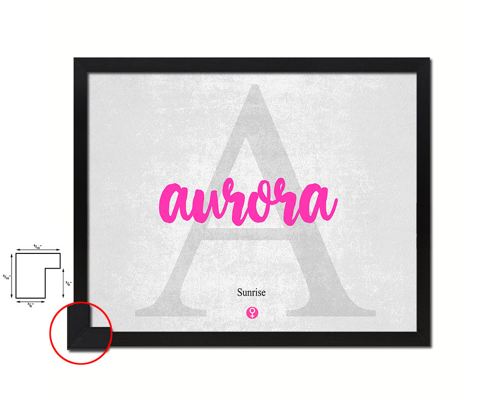 Aurora Personalized Biblical Name Plate Art Framed Print Kids Baby Room Wall Decor Gifts