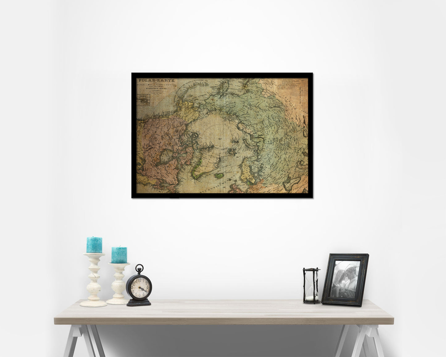 North Pole Stieler Vintage Map Framed Print Art Wall Decor Gifts