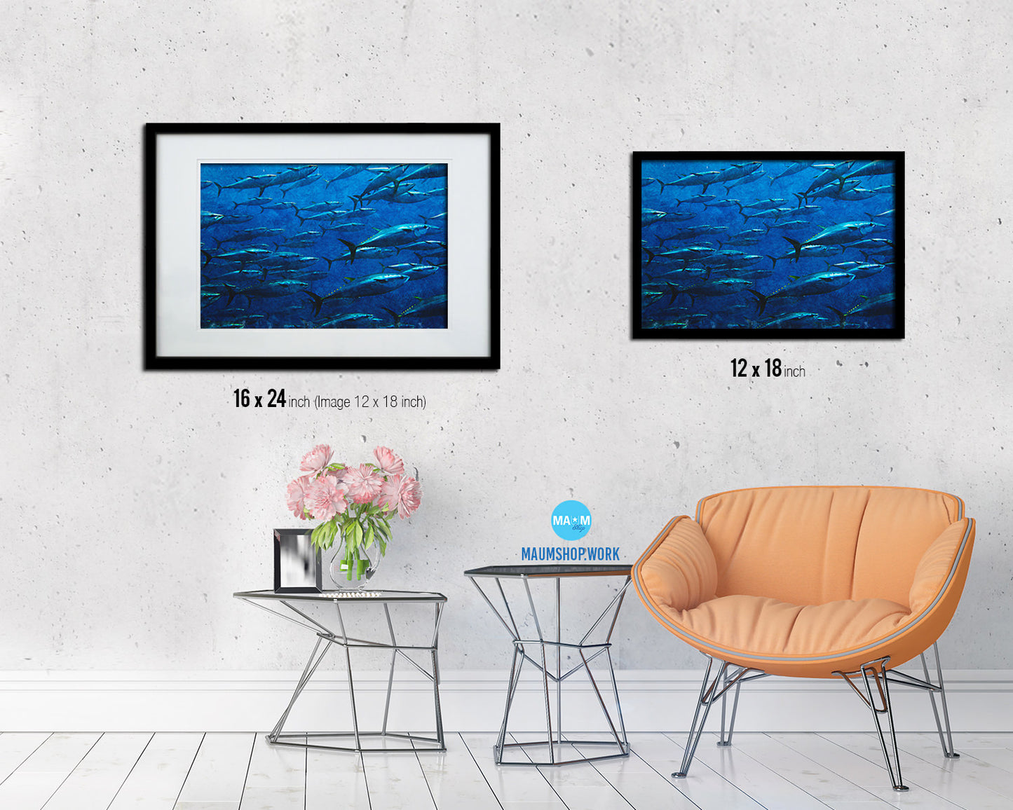 Group of Giant Tuna Artwork Painting Print Art Frame Home Wall Decor Gifts