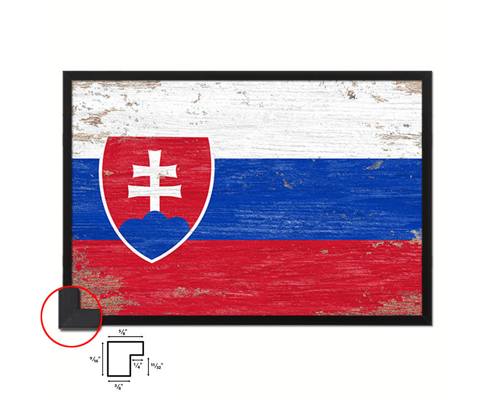 Slovakia Shabby Chic Country Flag Wood Framed Print Wall Art Decor Gifts