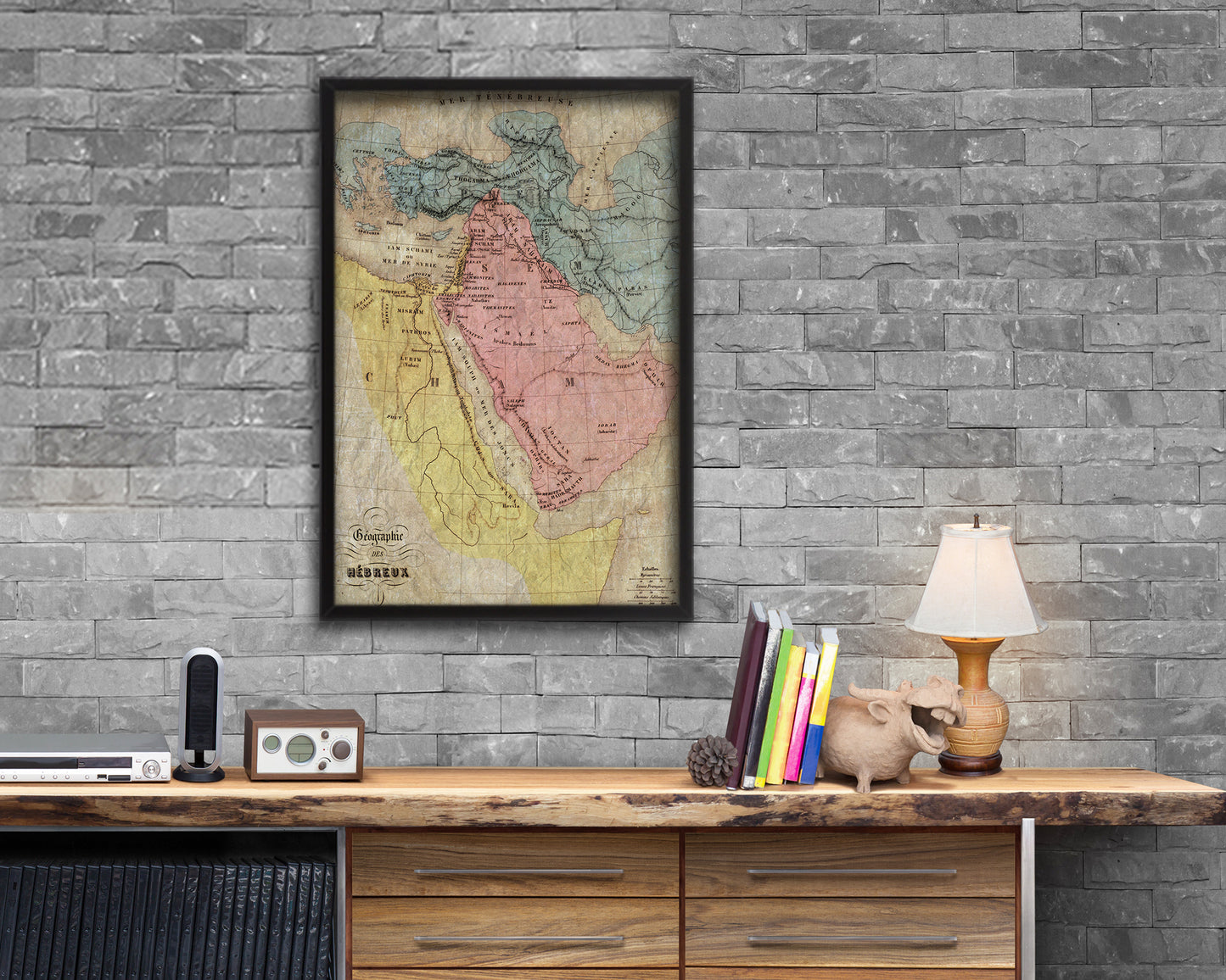 Holy Land Romans David Solomon Israel Palestine Historical Map Wood Framed Print Art Wall Decor Gifts