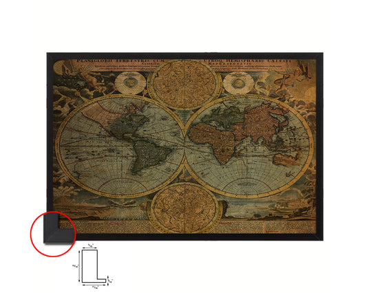 World Vintage Map Framed Print Art Wall Decor Gifts