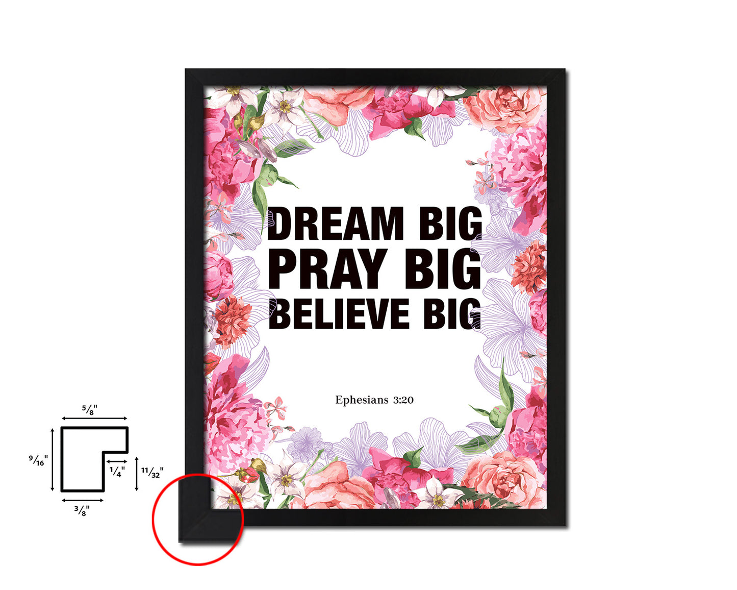 Dream Pray Bbelieve Big Quote Wood Framed Print Home Decor Wall Art Gifts